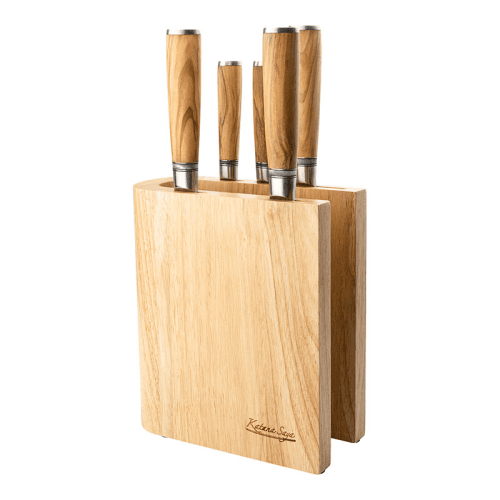 Image showing the Katana Saya Olive Wood 6 Pce Knife Block Set product.