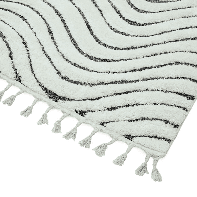Arianna ripple shaggy moroccan rug, 200 x 290cm, Cream