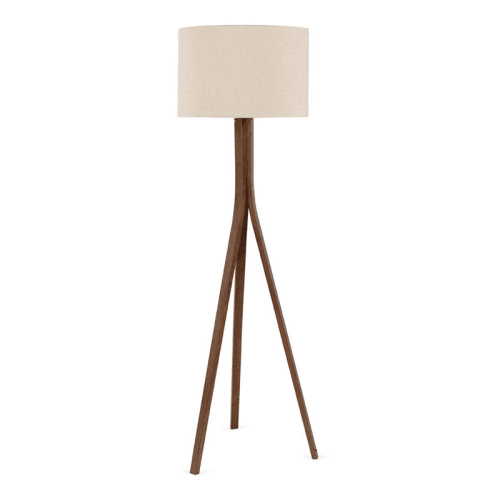 Image showing the Baxter Wooden Floor Lamp with Shade, H152cm, Dark Wood product.
