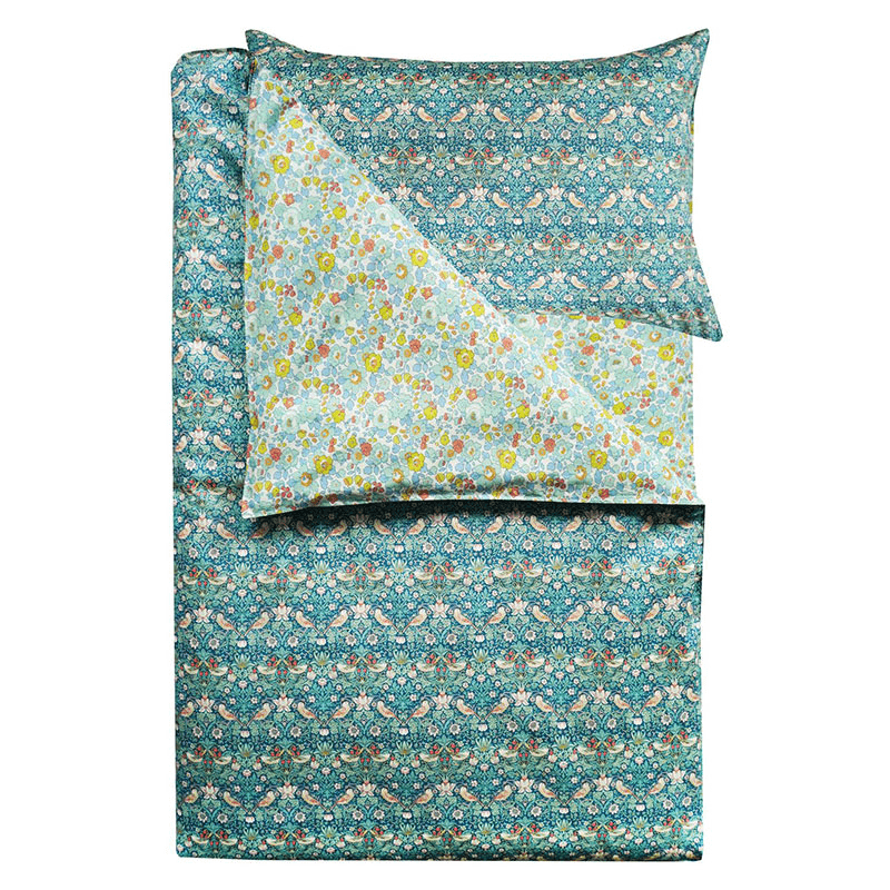 Strawberry Thief Duvet Set, Double, Green