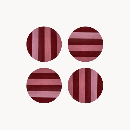 Image showing the Stripe Set of 4 Coasters, D10cm, Rouge & Blush product.