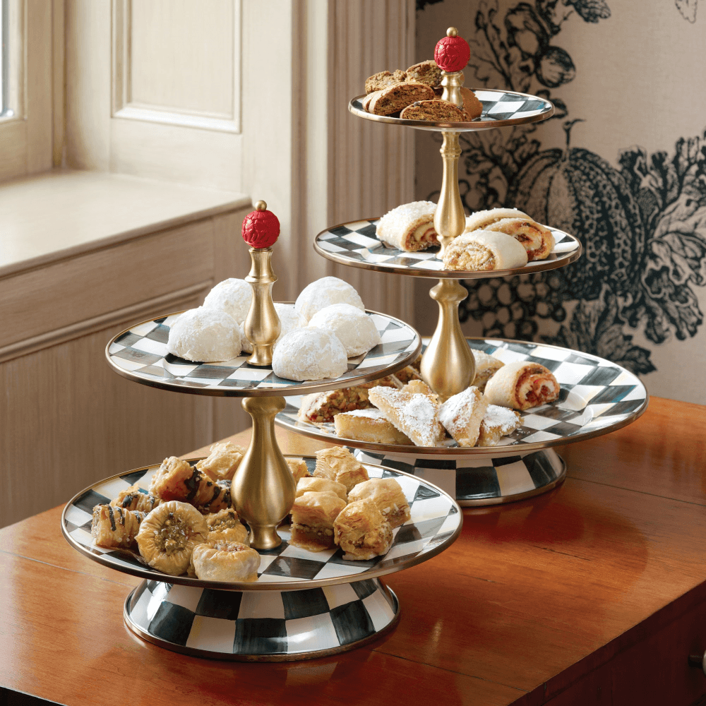 Courtly Check 2 tier sweet stand, 26 x 28cm, Enamel