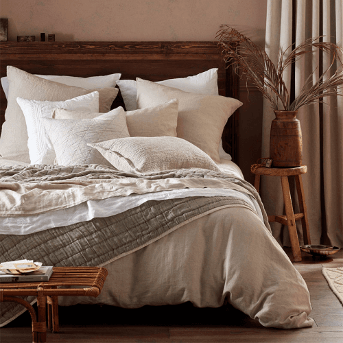 Image showing the Linen Fitted Sheet, Double, Natural product.
