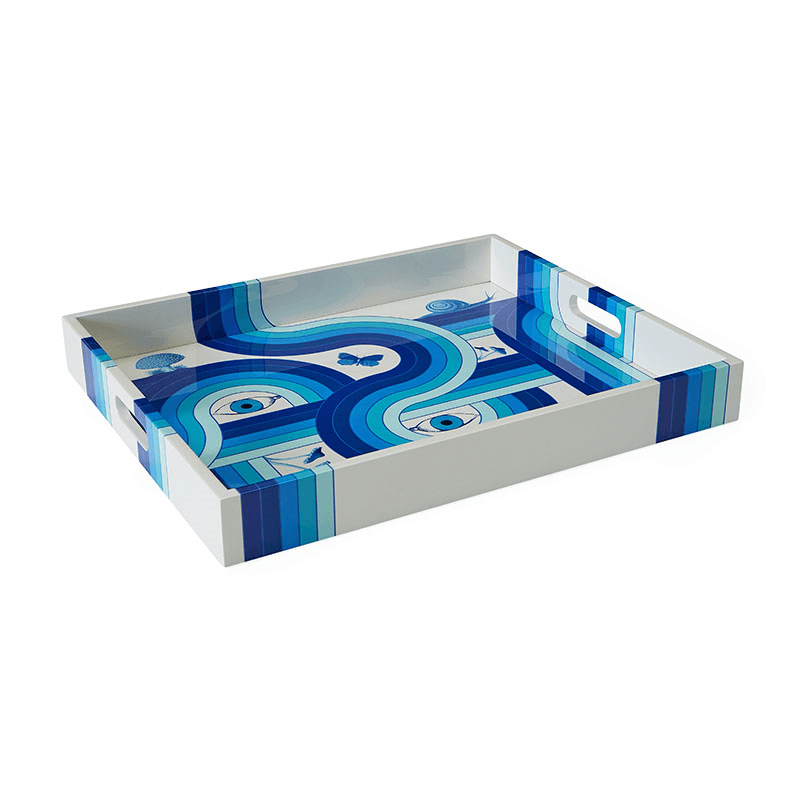 Druggist Lacquer Tray, 43 x 35.5cm, Blue