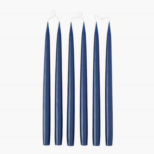 Image showing the Set of 6 Tapered Dinner Candles, H35cm, Navy Blue product.