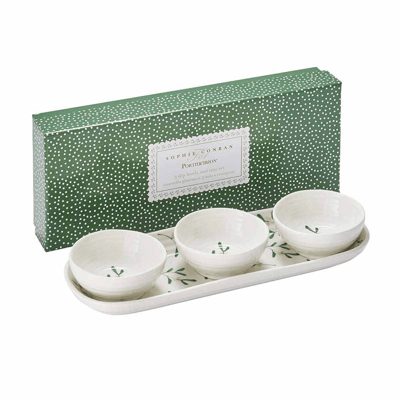 Mistletoe Serving bowl set, L27.5 x W10cm, White/ Green