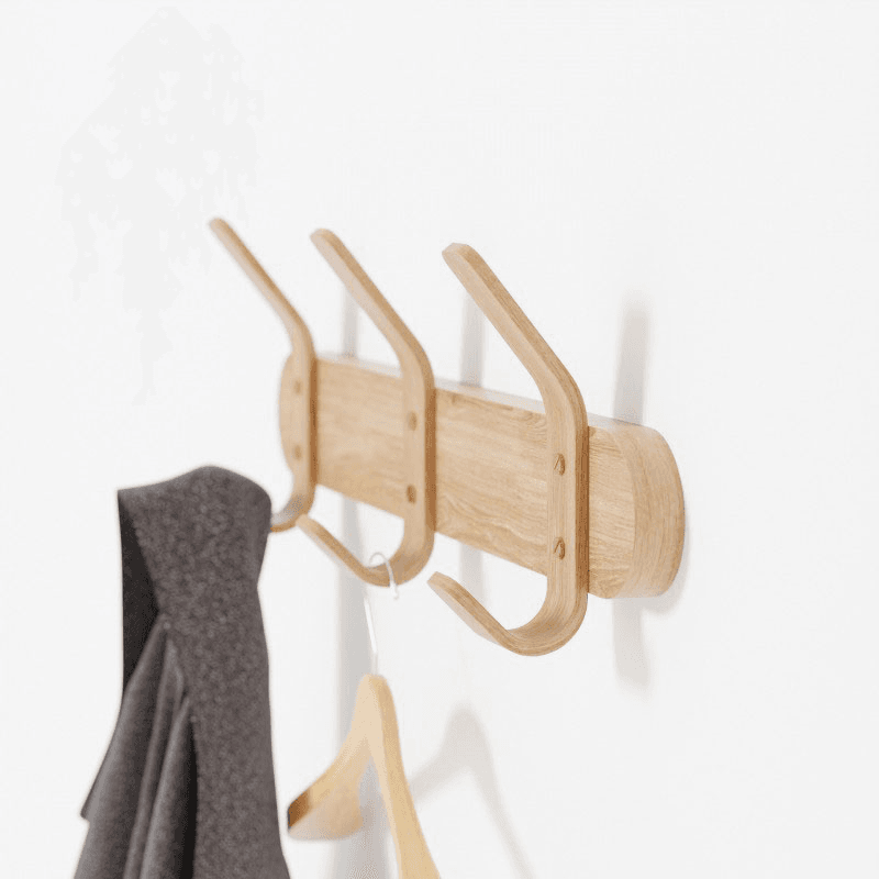 Left Hook 3 Hooks Rail, Oak