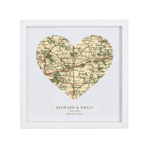 Image showing the Personalised Heart Print Voucher, 30 x 30cm, White Frame product.