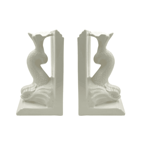 Image showing the Dolphin Set of 2 Bookends, H25 x W12cm, Cream product.
