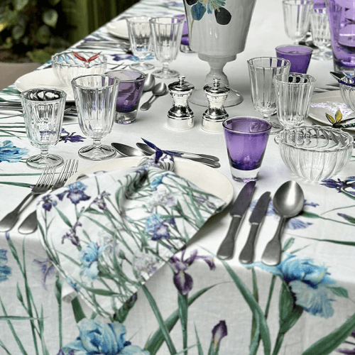 Image showing the Iris Linen Tablecloth, 165 x 300cm, Purple product.