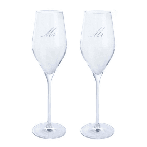 Image showing the Mr & Mr Wine & Bar Set of Two Flutes, 260ml, Clear product.