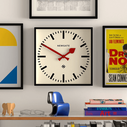 Image showing the Number Five Wall Clock with Red Hands, 33.5cm, Black product.