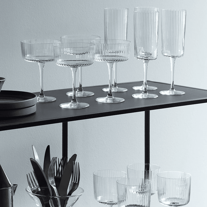 Gio Line Set of 4 Champagne Flutes, 210ml, Clear