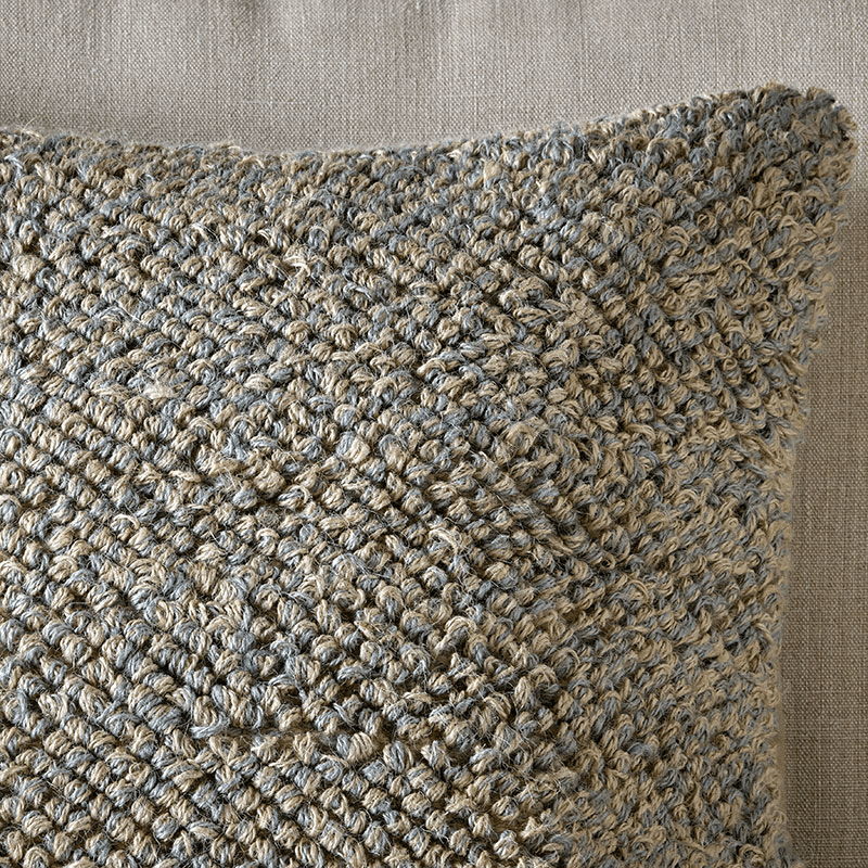 Paduna Cotton & Jute Cushion Cover, 50 x 50cm, Soft Blue & Brown