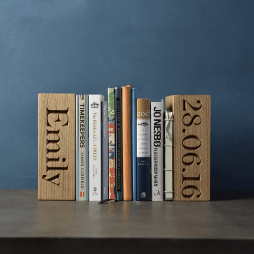 Image showing the Personalised Pair of Bookends, Oak product.