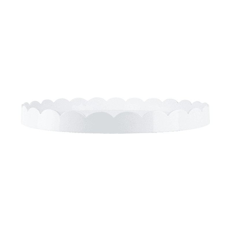Lacquered Scallop Round Tray D50cm, White