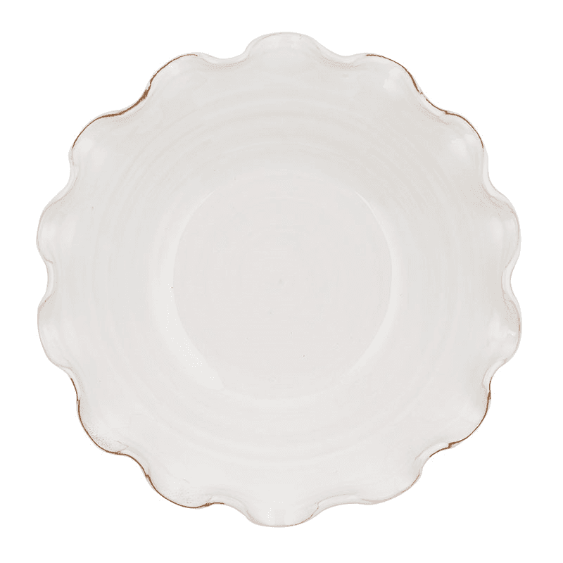 Ruffle Ceramic Bowl, Medium, White