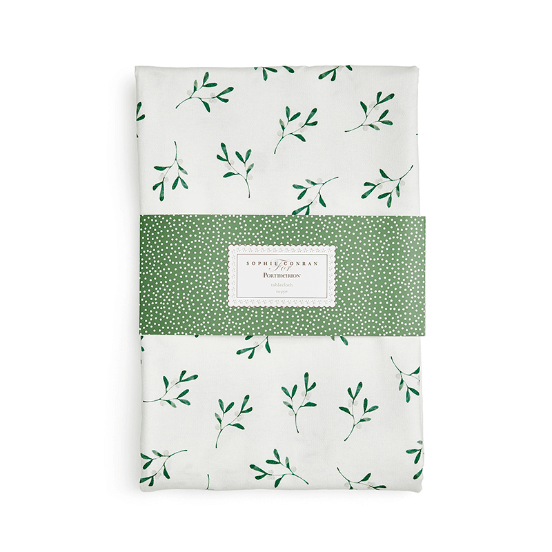 Mistletoe Tablecloth, W140 x D180cm, White/Green