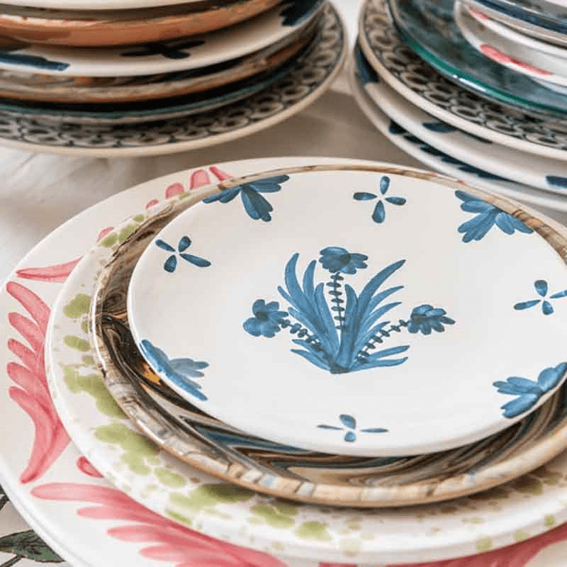 Plate, Summer Flower, Blue, Small, 17.5cm