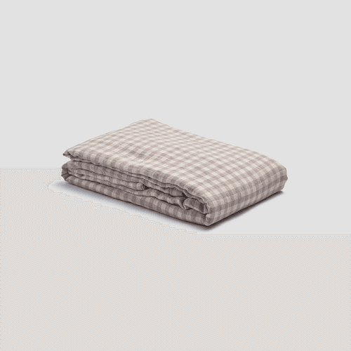 Image showing the Gingham Linen Duvet Cover, King, Mushroom product.
