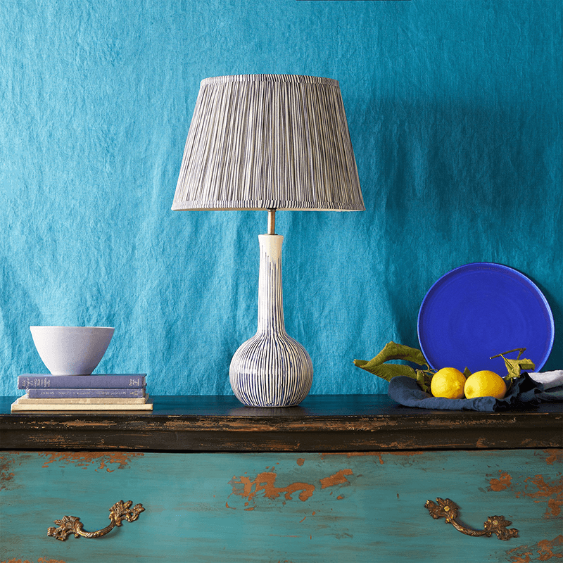 Ellie Table Lamp Base Only, H38cm x W14cm, Blue and White