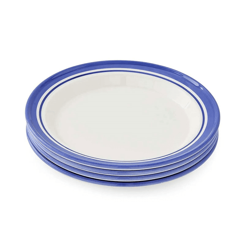 Potter's Stripe Set of 4 Dinner Plates, D26cm, Blue