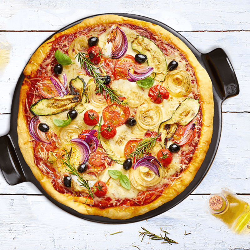 Ceramic Smooth Pizza Stone, 37cm, Black