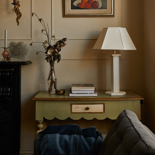 Image showing the Hexagon Table Lamp Base, H47cm, Oyster White product.