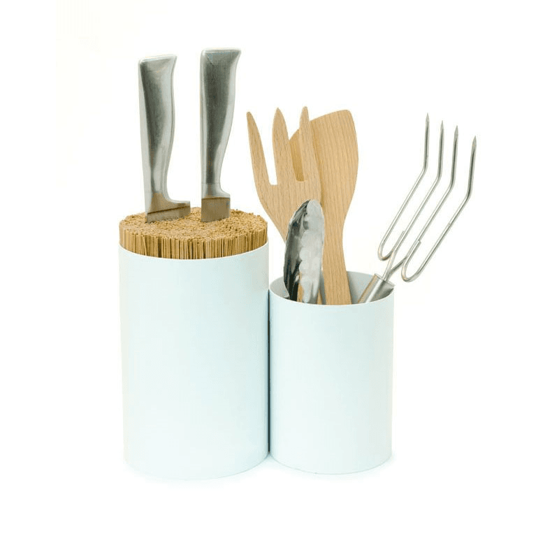 Knife and spoon, H19.5 x W22 x D12cm, White/Bamboo