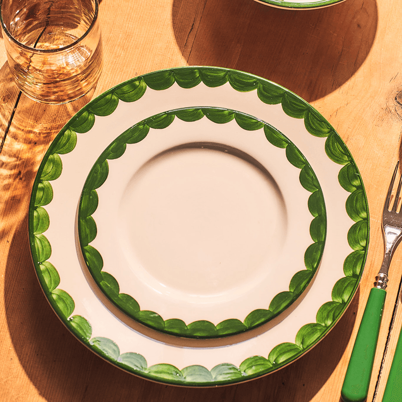 Scallop Set of 2 Dinner Plates, 28cm, Green