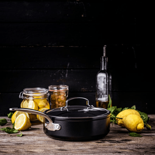 Image showing the Barcelona Pro Non-Stick Skillet with Lid, 28, Black product.