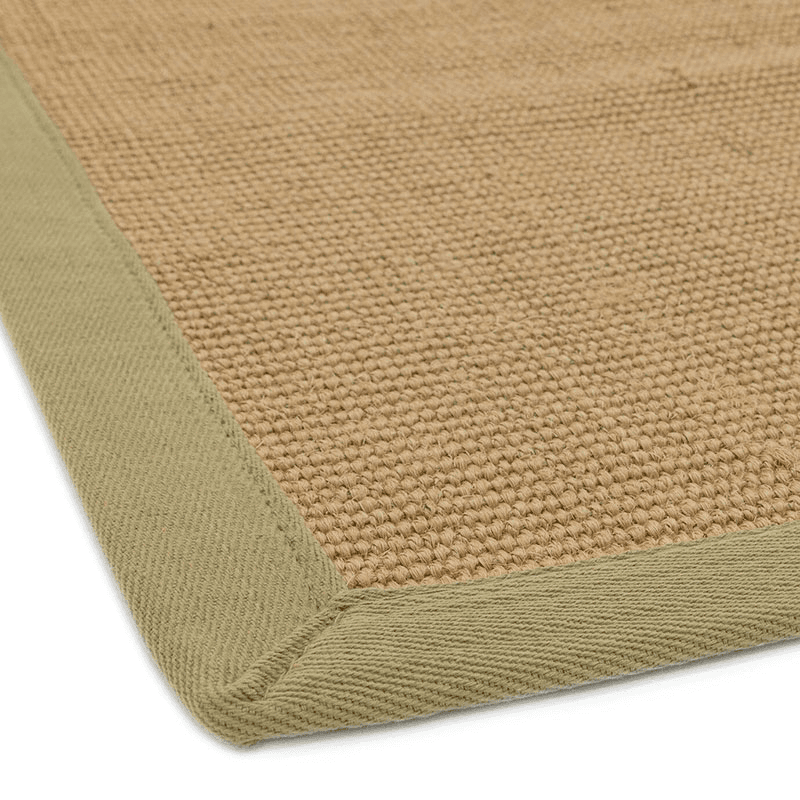 Sisal linen border runner, 120 x 180cm, sage