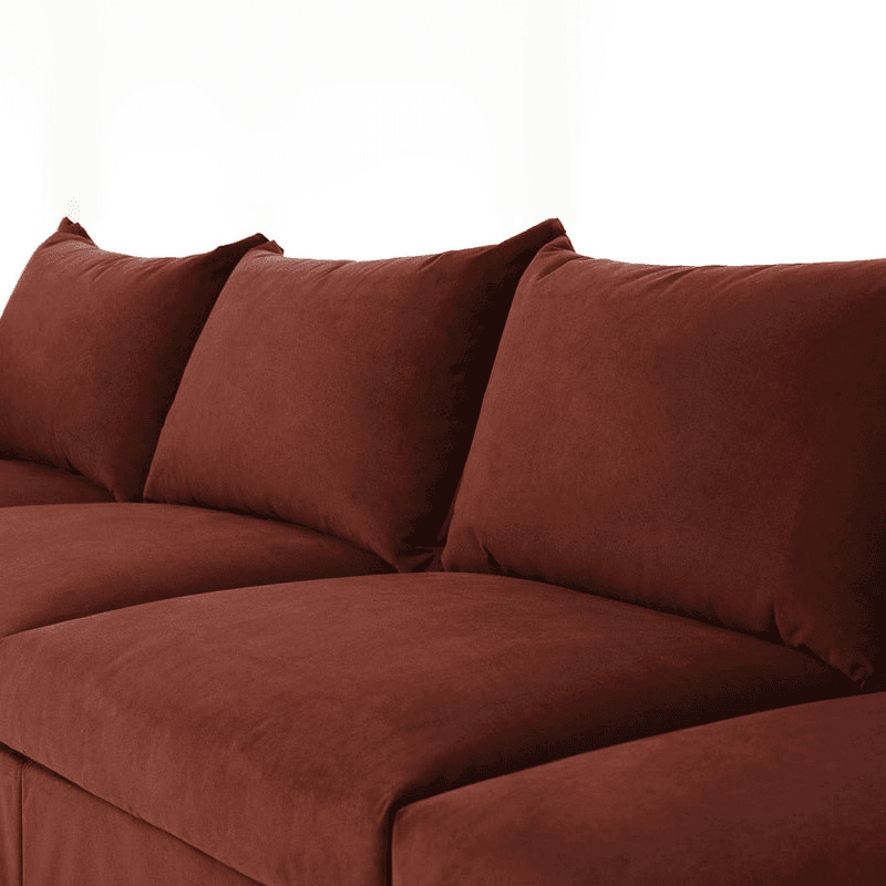 Model 06 Velvet 3 Seater Sofa With Chaise, Brick