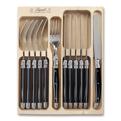 Image showing the 12 Piece Knife & Fork Set in Tray, Black product.