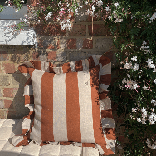 Image showing the Wide Stripe Cushion Cover, 45 x 45 cm, Cinnamon & Oyster product.