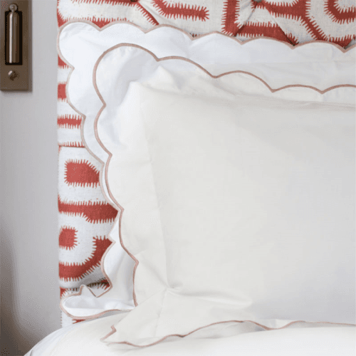 Image showing the Annabelle Scalloped Pair of Standard Pillowcases, Dusky Pink product.