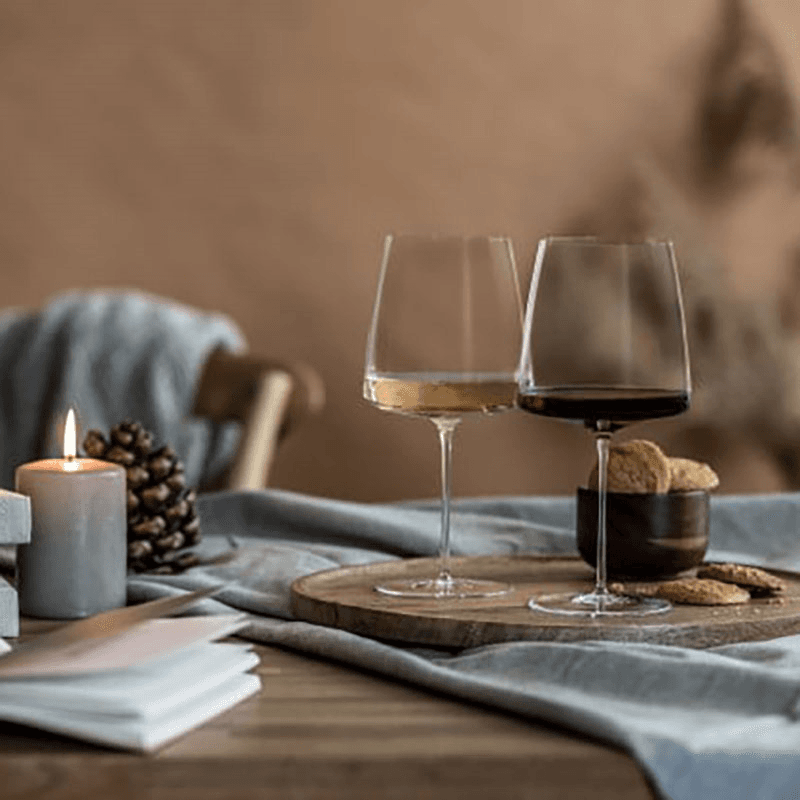 Simplify Set of 2 Crystal Burgundy Red Wine Glasses, 740ml, Clear