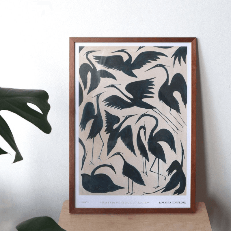 Herons Recylced Paper Print, A3, Teal