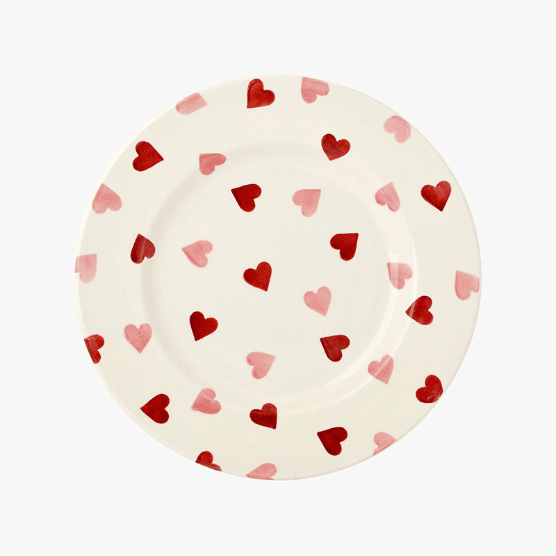 Pink Hearts Plate, D22cm, Cream