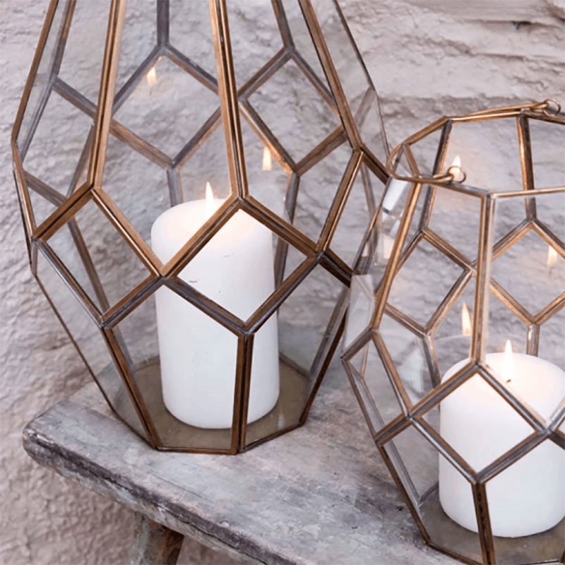 Mohani Lantern, H26cm, Antique Brass