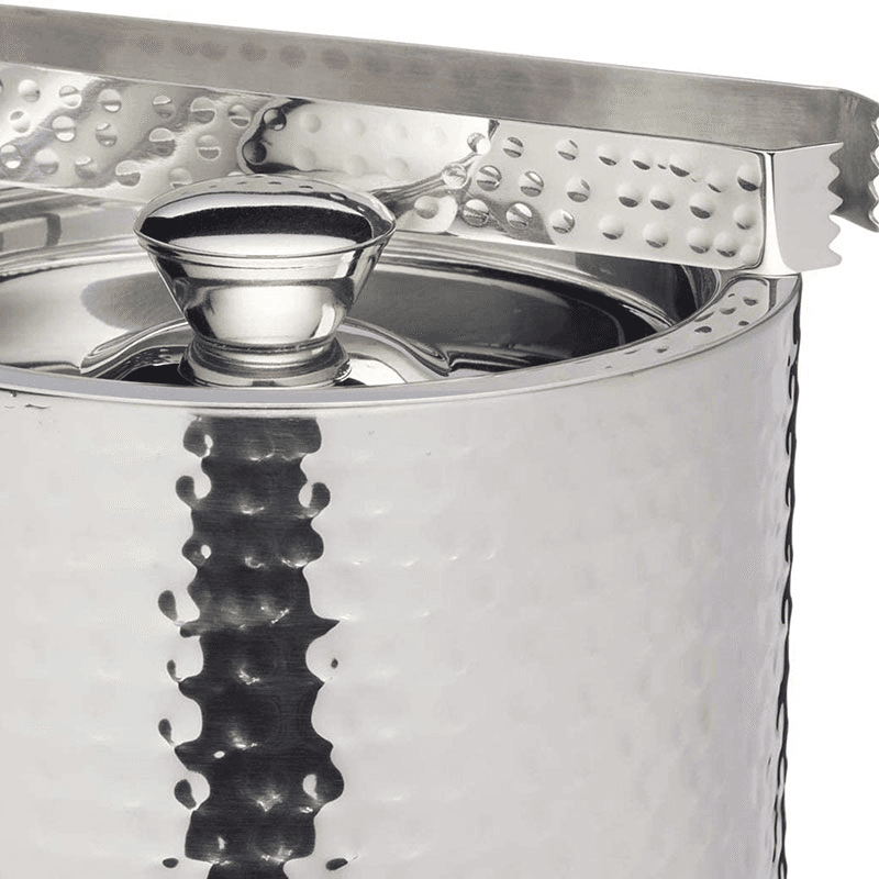 Ice bucket with lid and tongs, 1.5 litre, hammered metal