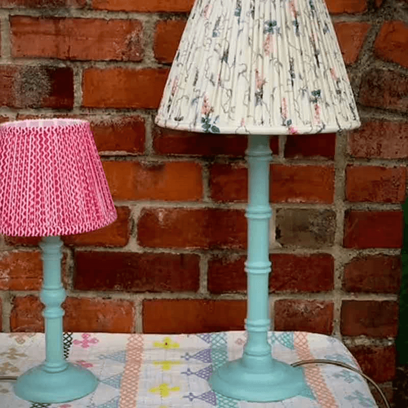 Tall Truncus Lacquered Hand Carved Lamp Base, Green Blue, 40cm