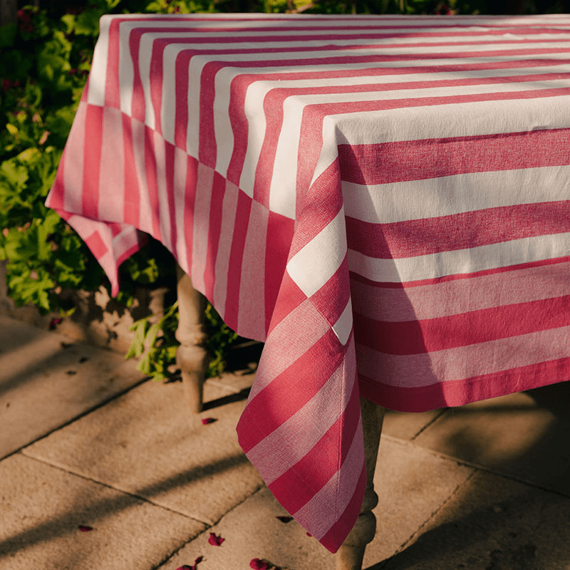 Stripe Tablecloth, W160 x L200cm, Punch Pink