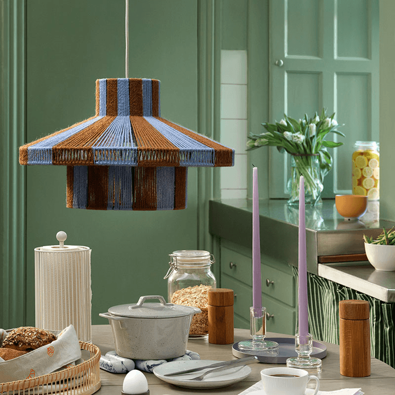 Diana Lampshade, D45 x H28cm, Caramel Brown & Serenity Light Blue