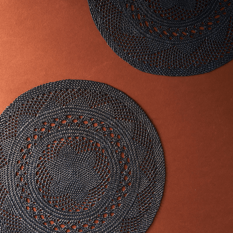 Classic Set of 2 Open Weave Placemats, D30cm, Midnight Blue