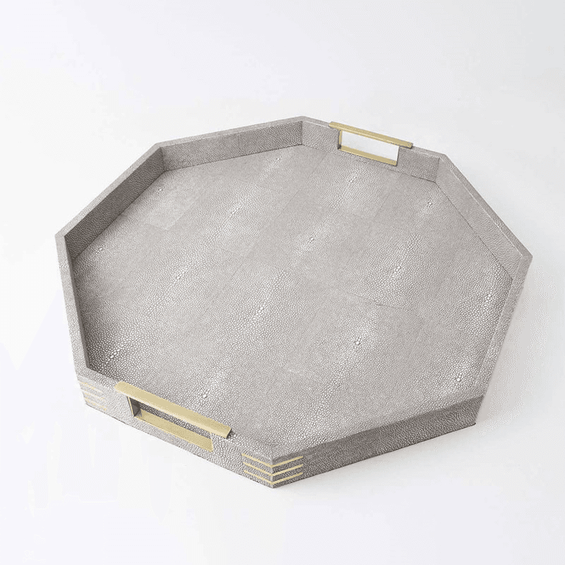 Christie Octagonal Serving Tray, D50cm, Barley Shagreen