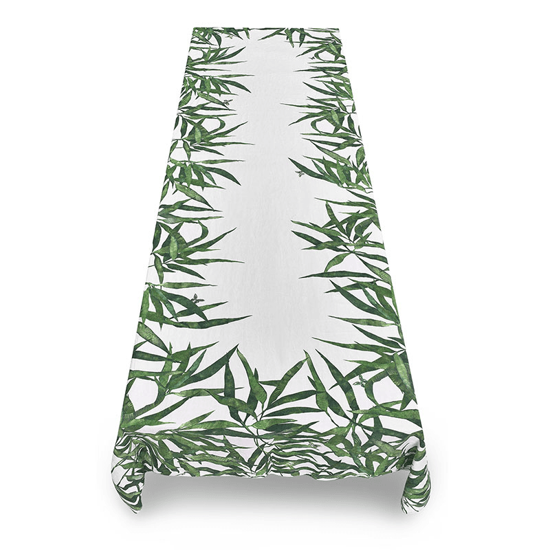 Les Palmiers Leaf Tablecloth, 300cm x 165cm, Green