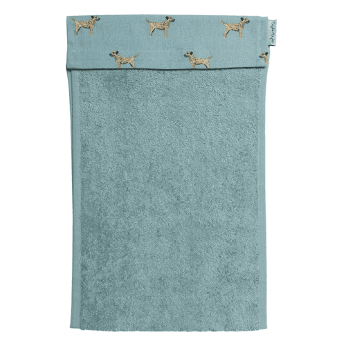 Image showing the Border Terrier Roller Hand Towel, Teal product.
