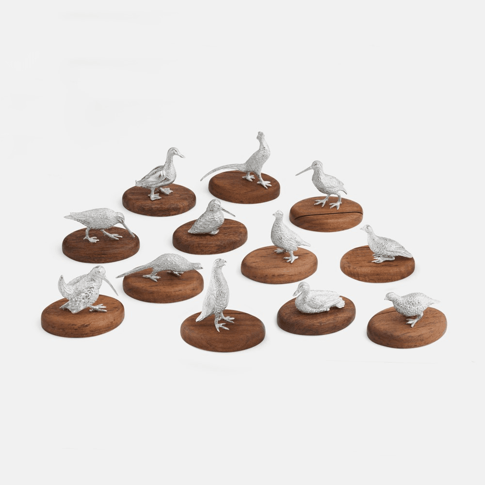 The Highland Safari Collection Set of 12 placecard holders, L7 x W5 x H8cm, Game Birds