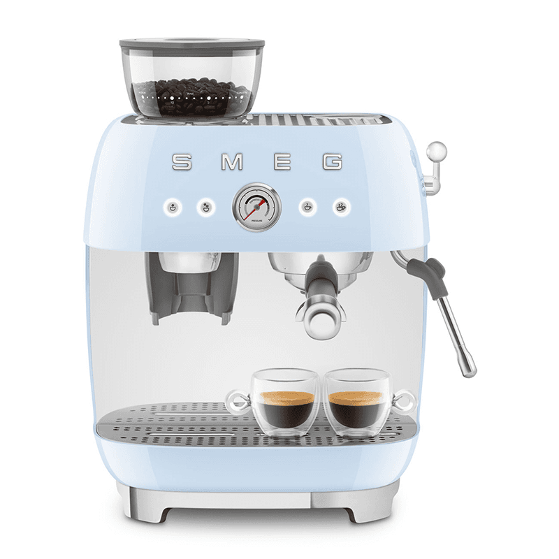 Espresso Coffee Machine with Grinder, Pastel Blue
